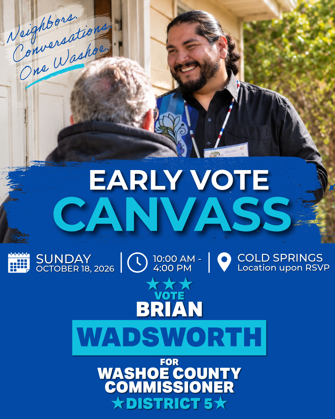 Flyer for Brian Wadsworth for Washoe County Commission Early Vote Canvass