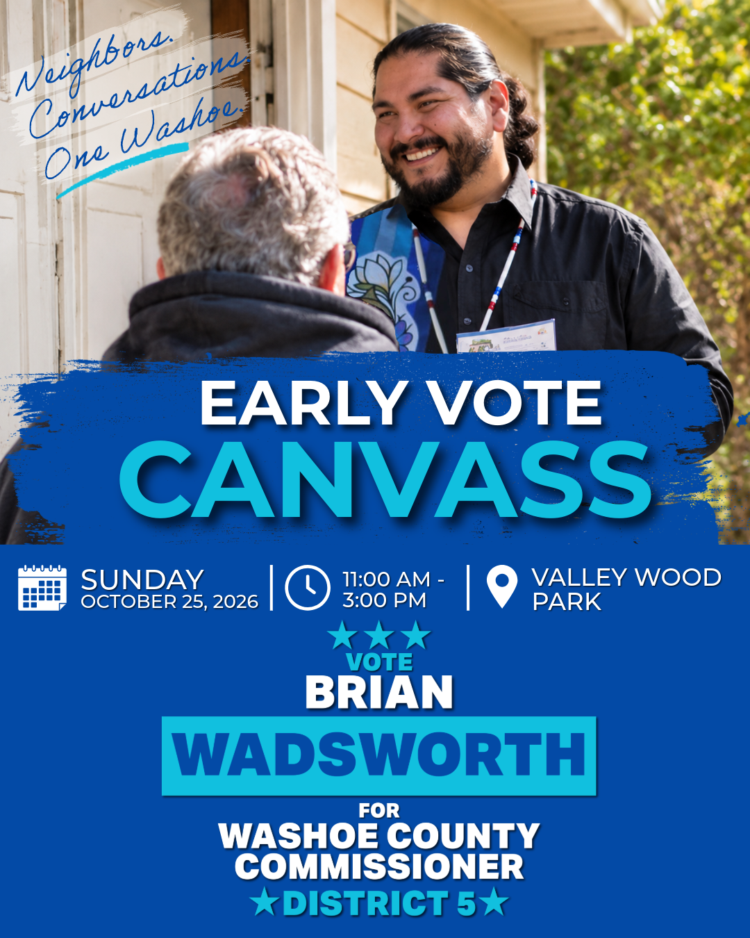 Flyer for Early Vote Canvass with Brian Wadsworth for Washoe County Commission