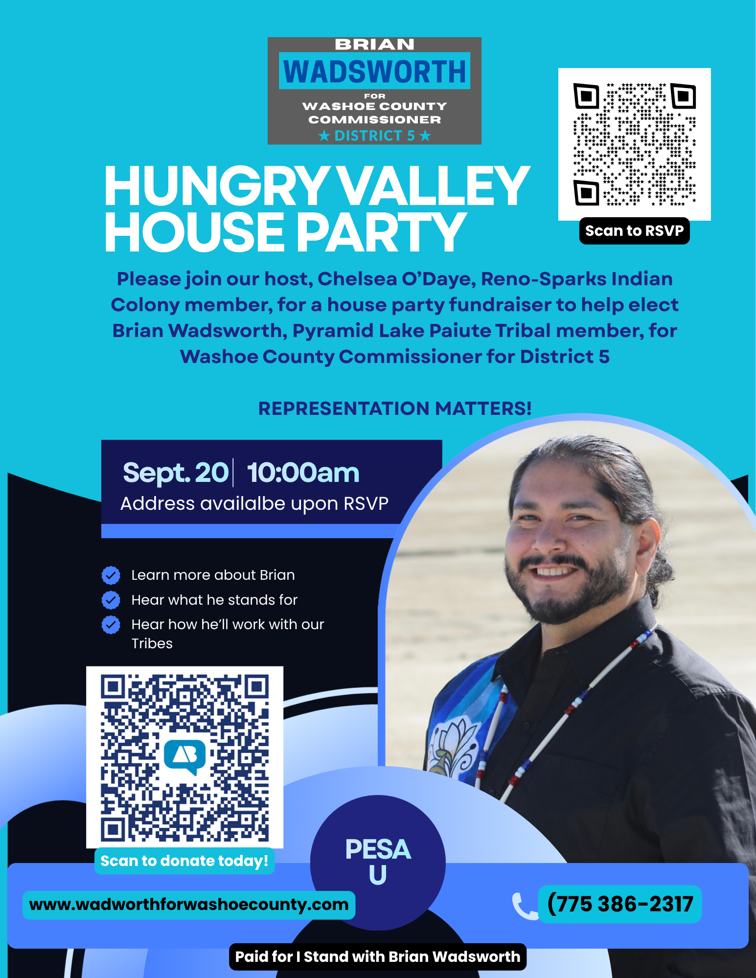 Flyer for Hungry Valley House Party for Brian Wadsworth for Washoe County Commission