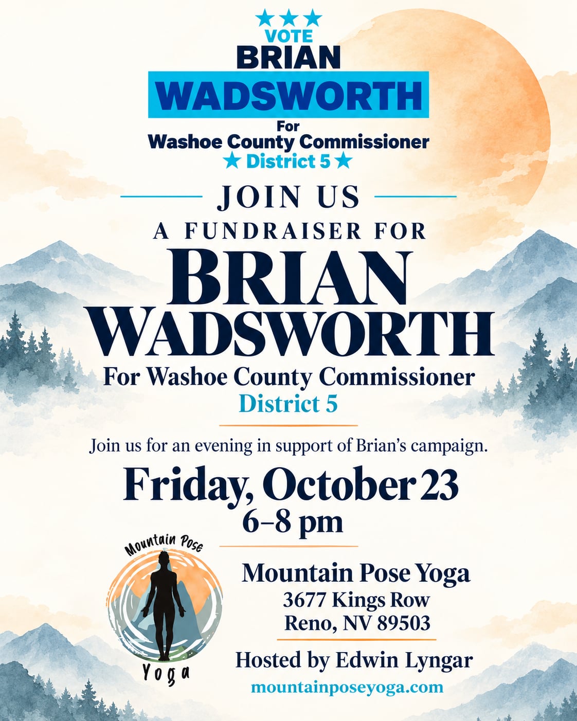 Flyer for Fundraiser for Brian Wadsworth for Washoe County Commission