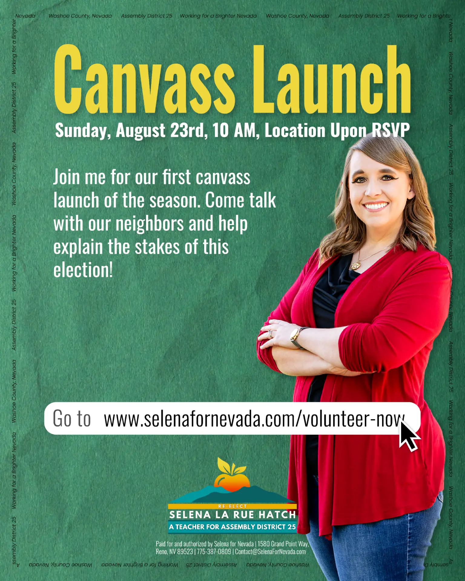 Flyer for Canvass Launch with Selena La Rue Hatch for AD-25